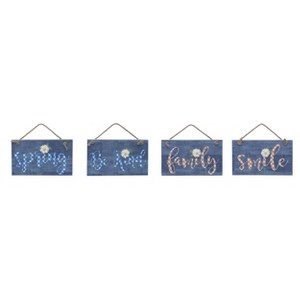 Transpac MDF Flower Accent Word Decor Set of 4 Spring Home Decorations - 1 of 1