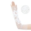 INSPIRE CHIC Women's Lace Floral Pearl Bowknot Polka Point Arm Fingerness Length Sleeves for Elegant Bridge Wedding Gloves 1 Pair - 3 of 4