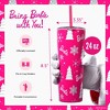 Barbie x Dragon Glassware 24 oz Vacuum Insulated Tumbler with Lid and Straws Pink Christmas - 2 of 4