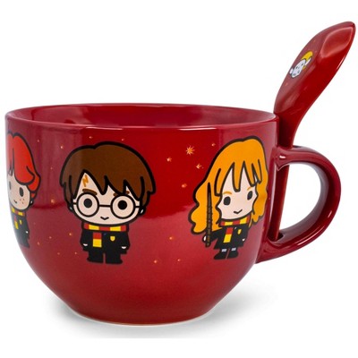 Silver Buffalo Harry Potter Chibi Characters Ceramic Soup Mug with Spoon | Holds 24 Ounces