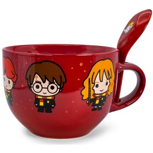Silver Buffalo Harry Potter Chibi Characters Ceramic Soup Mug with Spoon | Holds 24 Ounces - 1 of 4