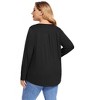 Women's Plus Size Pleated Front Long Sleeve Top - Convertible Cuff Loose Fit Blouse - 4 of 4