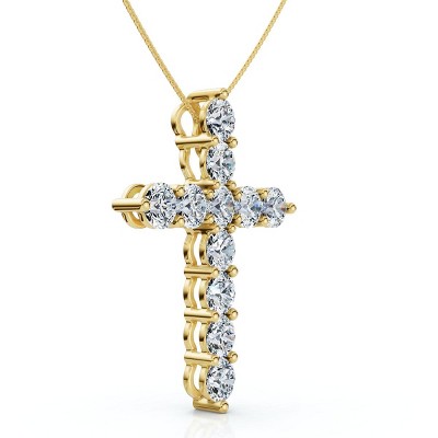 Pompeii3 4Ct TW Diamond Cross Pendant 14k Gold Women's 18" Necklace Lab Created