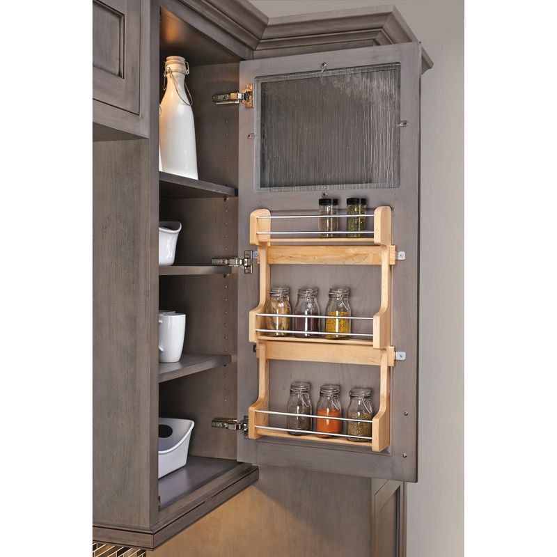 Rev-A-Shelf 4SR-15 Kitchen Cabinet Door Mounted Wooden 3-Shelf Storage Spice Rack with Mounting Hardware, 3 of 7