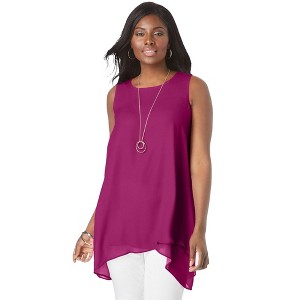 Jessica London Women's Plus Size Crinkled Tunic - 1 of 4