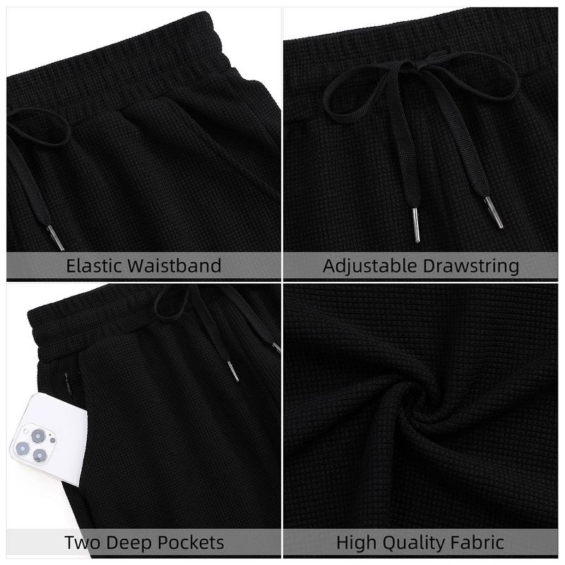 Women's Bermuda Shorts with Zipper Pockets Casual Summer Drawstring Jersey Shorts Elastic Waist Comfy Waffle Shorts, 4 of 6