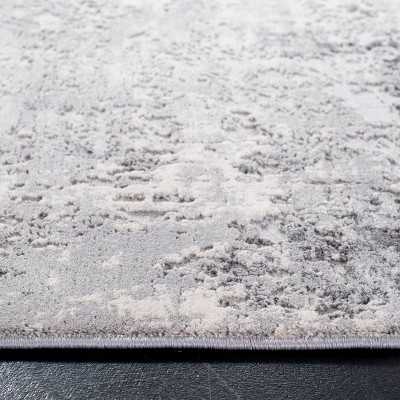 Gray and Ivory Abstract 8' x 10' Reversible Area Rug
