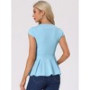 INSPIRE CHIC Women's Elegant Round Neck Cap Sleeve Solid Color Peplum Blouses - 4 of 4