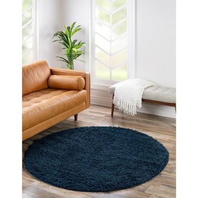 Unique Loom 3' 3 X 3' 3 Solid Shag Sapphire Blue Area Rug : Target