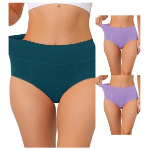 Allegra K Women's High Waist Available in Plus Size Tummy Control Briefs Multicolored 3 Pcs - 1 of 4