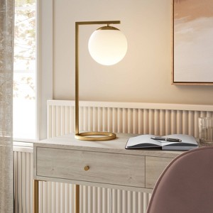 Globe Desk Lamp White - Threshold™: Brass-Finish, Dimmable Rotary Switch, ETL Listed - 1 of 4