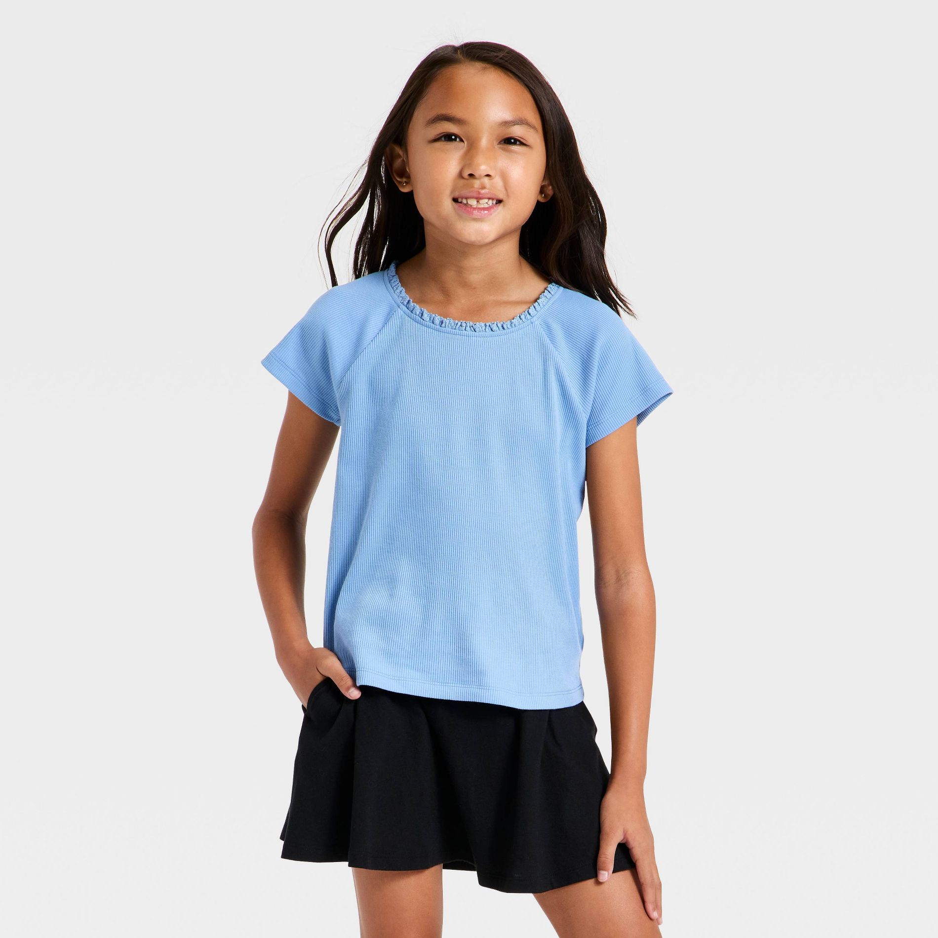 Girls' Short Sleeve Fitted Ribbed T-Shirt - Cat & Jack™