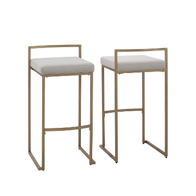 Harlowe Modern Gray Velvet & Steel Bar Stools, Set of 2