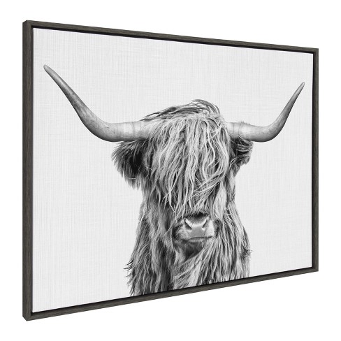 Kate And Laurel Sylvie Highland Cow 2 Framed Canvas By Simon Te Of Tai ...