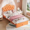 Twin Size Upholstered Princess Bed Frame with Storage Drawer, Faux Leather Platform Bed - 3 of 4