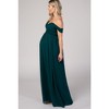 PinkBlush Forest Green Off Shoulder Chiffon Maxi Maternity Dress - 2 of 4