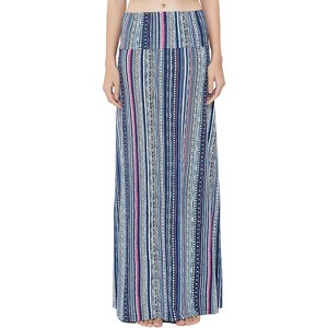 Women's Stylish Spandex Flare Maxi Skirt - Comfy Fold-Over Design Long Skirt for Effortless Style #18 - 1 of 4