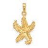 Black Bow Jewelry 14k Yellow Gold 16mm Textured 2D Starfish Pendant - 3 of 4