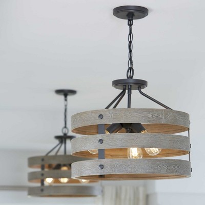 Gulliver 17" White and Galvanized Farmhouse Drum Light