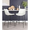 Steel Frame Counter Stool – 38.6" H, Faux Leather White Seat, Upholstery By Zuo Modern - 3 of 4