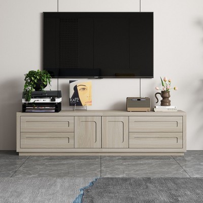 FUFU&GAGA Gray Light - toned Wood TV Cabinet: Modern Design, Ample Storage, Smooth Operation