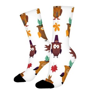Stylized Various Owl Women Printed Crew Socks Funny Funky Socks Soft Polyester Novelty Gifts for Artists Men - 1 of 1