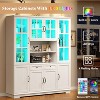 AMERLIFE 79" Tall Modern Storage Cabinet with Glass Doors & LED Lights for Living Room, White - 4 of 4