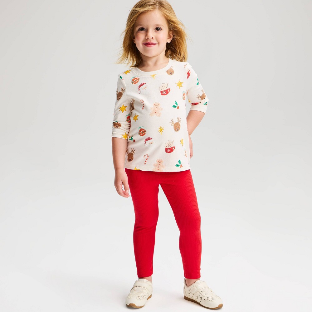 Toddler Girls' Solid Fashion Leggings - Cat & Jack™ Red 3T