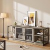TV Stand for TV, Industrial Entermainment Center with Storage Cabinet & 2 Mesh Doors, Wood Rustic TV Console - 3 of 4