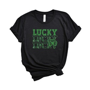 Simply Sage Market Women's Bold Green Lucky Stacked Short Sleeve Graphic Tee - 1 of 3