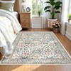 2x6 FT Modern Washable Area Rug, Floral Throw Carpet with Non Slip Backing, Low Pile Stain Resistant Floor Cover for Living Room, Beige - 2 of 4