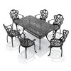 5-Piece 58.27'' L Rectangular Cast Aluminum Outdoor Dining Set with Umbrella Hole and Beige Cushions - 2 of 4