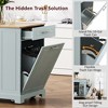 Sapphtopaz Fluted Kitchen Island with Trash Can Cabinet&Power Outlet,Rolling Cart with 3 Drawers&Open Side Racks Kitchen Island Cart for Kitchen - 2 of 4