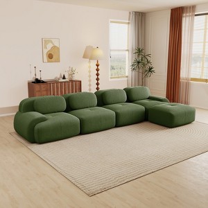 Aukfa Modular Corduroy Sectional Sofa with Ergonomic Support - Pet Friendly, Easy Assembly, Non-Slip Base Design - 1 of 4