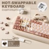 MaseiKar C68 Wireless Mechanical Keyboard,65% Layout,Hot Swap,BT5.0/2.4G/Wired,RGB Backlit,Silicone Ergonomic Design(Brown,Cocoa Cream V2 Switch) - 4 of 4