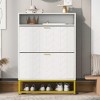 31.5"Shoe Cabinet with 2 Flip Drawers, and 2 Shelves, Modern Free Standing Shoe Rack for Heels,White - 2 of 4