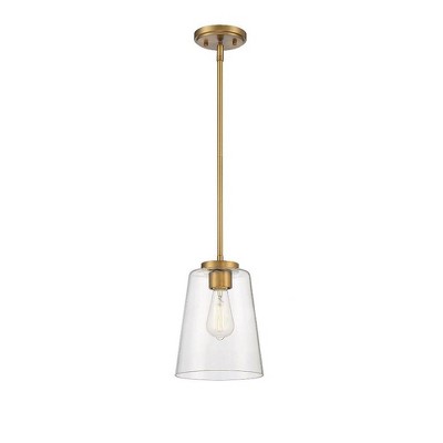 Warm Brass and Clear Glass Mini Pendant Light