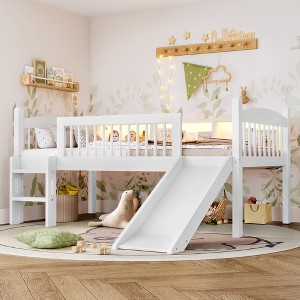 Aortzio Twin XL Solid Wood Loft Bed with Storage Shelves,Guardrails&SlideAortzio Twin XL Solid Wood Loft Bed with Storage Shelves,Guardrails&Slide - 1 of 4