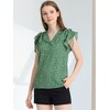 Allegra K Women's Chiffon Ruffle Flutter Sleeves Half Placket V Neck Dot Print Blouse - 3 of 4