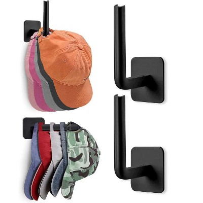 2pcs Baseball Hat Wall Self-Adhesive Hanging Shelf Rack Hook(Black)