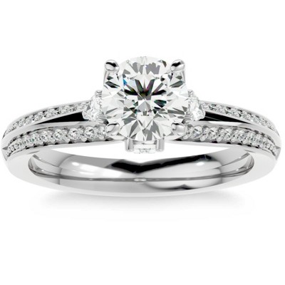 Pompeii3 1 1/3Ct Diamond & Moissanite Accent Engagement Ring in 10k Gold