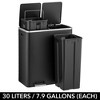 mDesign Metal Steel 60-Liter Large Dual Compartment Step Trash Can - Black - 4 of 4