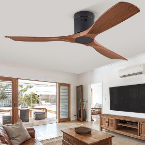 52in Ceiling Fans with Remote Control and Light, 6 Speeds Reversible DC Motor, for Bedroom, Living Room, Indoor, Outdoor, Black and Walnut - 1 of 4