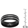 Steeltime Men's two tone black ip and stainless steel band ring ring black glittery film inlay. Size 9-12 - 3 of 4