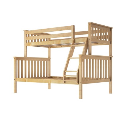 Natural Pine Twin Over Full Bunk Bed with Ladder and Slats