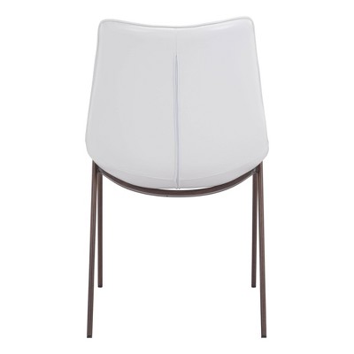Magnus Transitional High Side Chair in White & Walnut with Metal Legs