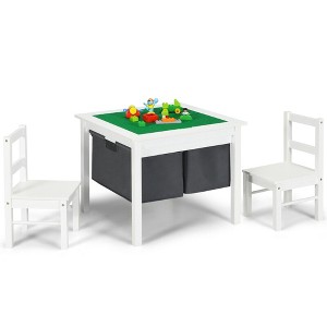 Costway 2-in-1 Kids Activity Table & 2 Chairs Set w/Storage Building Block Table - 1 of 4