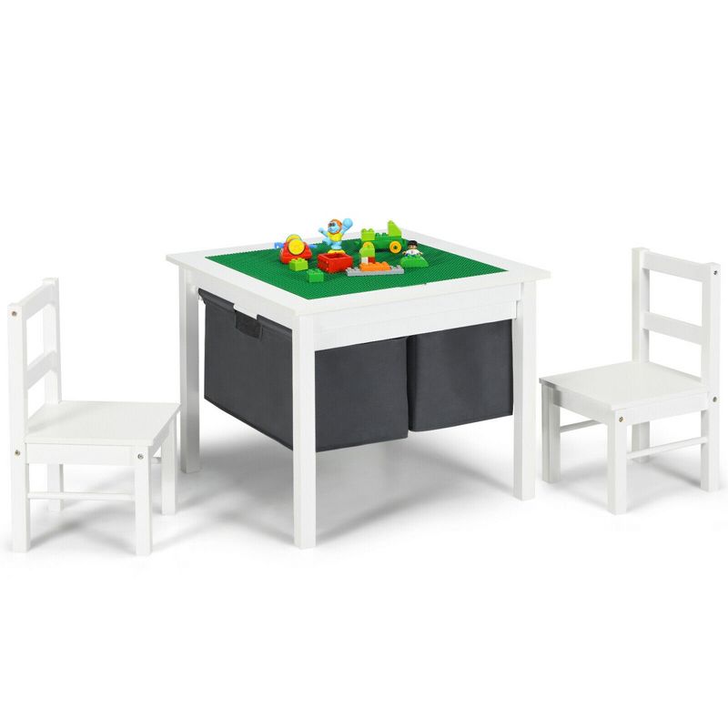 Costway 2-in-1 Kids Activity Table & 2 Chairs Set w/Storage Building Block Table, 1 of 11