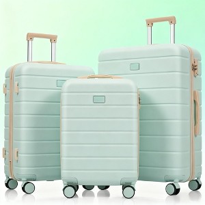KWPZQEB 3 Piece Luggage Set Carry on Suitcase with ABS+PC Hardshell, Spinner, Lightweight TSA Lock (20", 24", 28") - 1 of 4