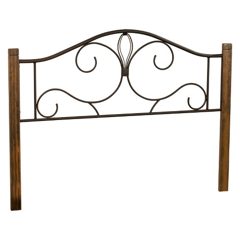 Twin Destin Metal Wood Headboard Textured Brushed Oak Hillsdale